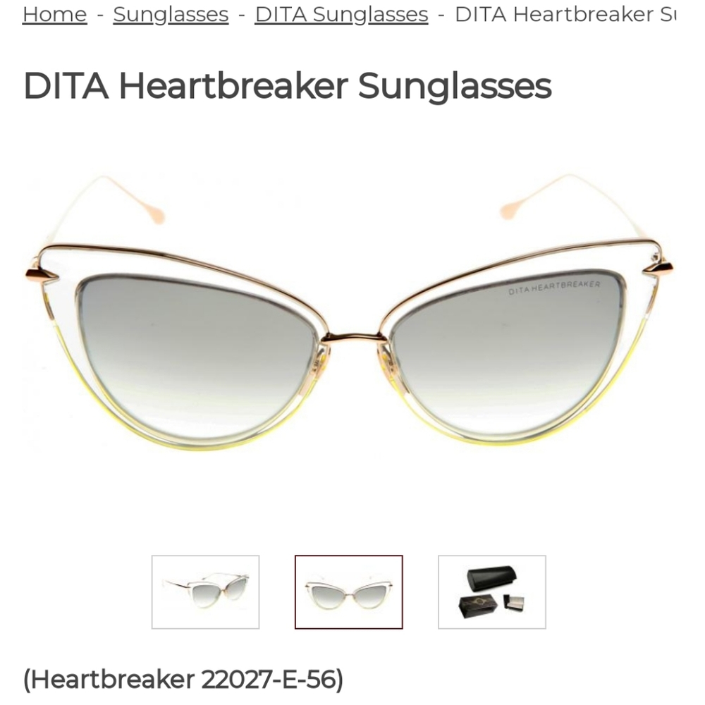 Dita Heartbreaker Clear 12k gold frames gently worn originally $550